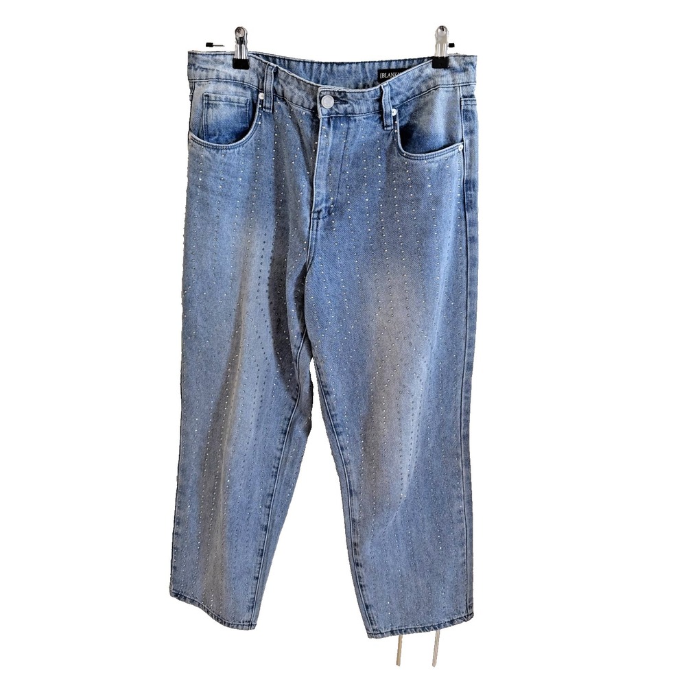 Blank NYC Jeans Women‎ Size 30  Rhinestones Straight Relaxed Baggy Festival Boho